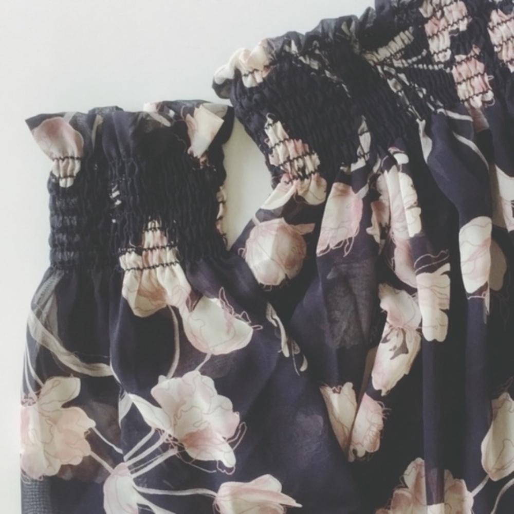 NWT chiffon pink floral off-shoulder top    - Picture 2 of 7